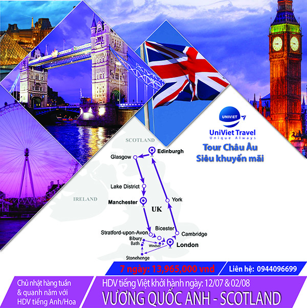 TOUR  ANH - SCOTLAND (Tuyến tím)