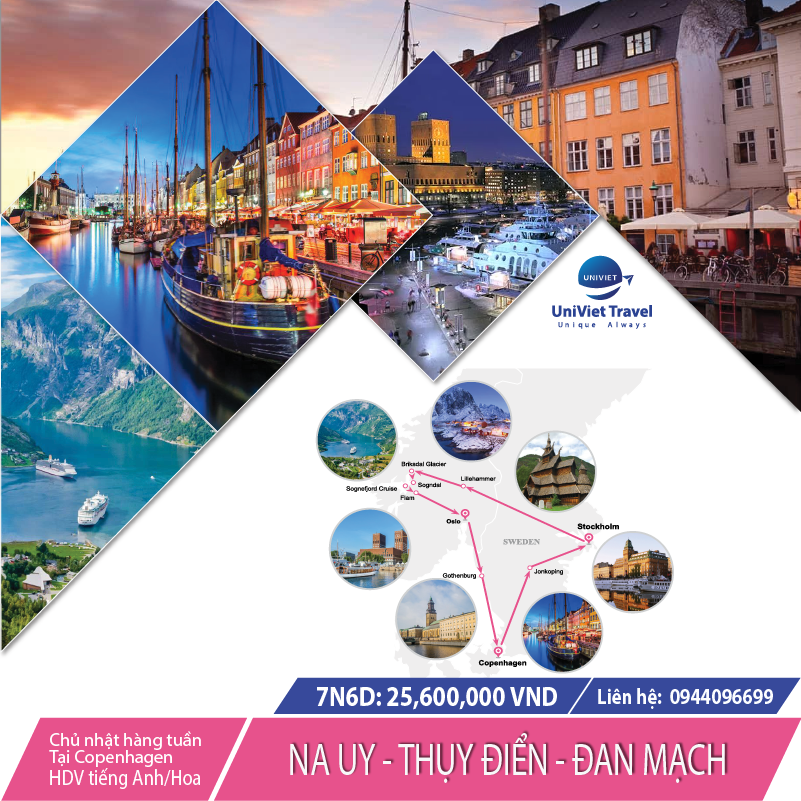 TOUR ĐAN MẠCH - NA UY - THỤY ĐIỂN (Tuyến hồng)