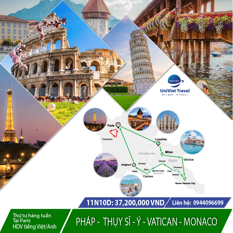 LIÊN TUYẾN TÂY - NAM ÂU: PHÁP-THỤY SỸ-Ý-VATICAN-MONACO