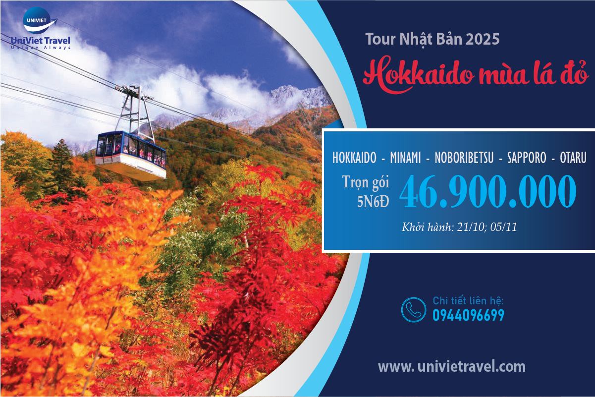 TOUR NHẬT BẢN - HOKKAIDO MÙA LÁ ĐỎ 2025