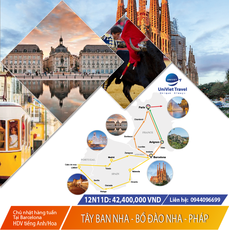LIÊN TUYẾN NAM ÂU: TÂY BAN NHA - BỒ ĐÀO NHA - PHÁP