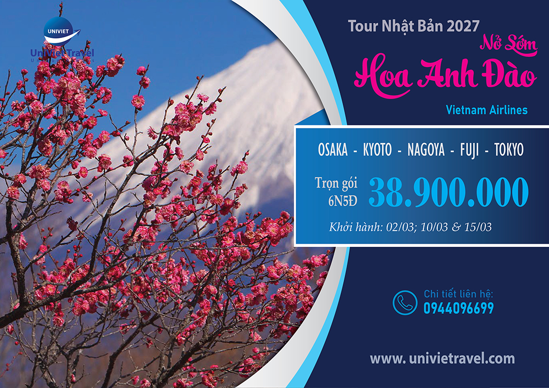 TOUR NHẬT BẢN HOA ANH ĐÀO NỞ SỚM