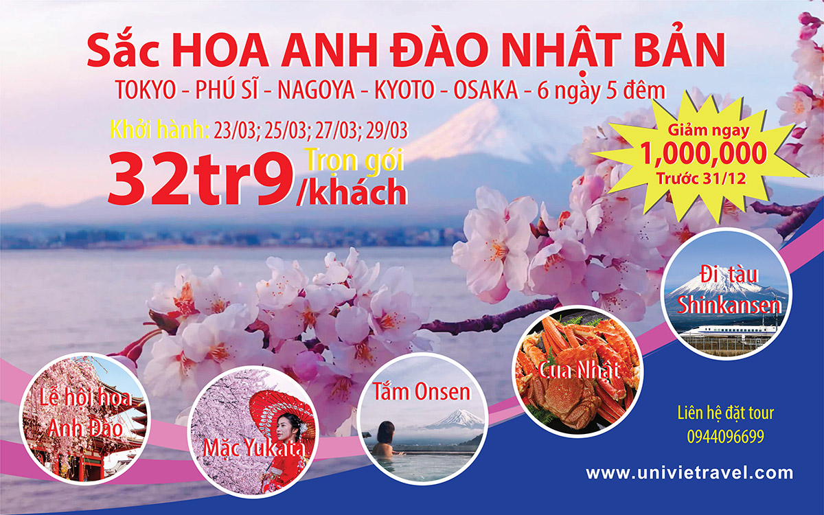 TOUR NHẬT BẢN MÙA HOA ANH ĐÀO (NRT-KIX)