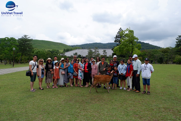 Đoàn khách Univiet chụp hình tại Công viên Nara