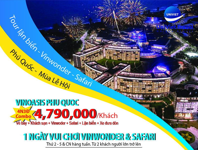 Combo 4N3Đ VINOASIS - VINWONDER - SAFARI - TOUR LẶN BIỂN